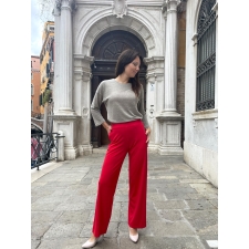 Red Trousers Wide Leg