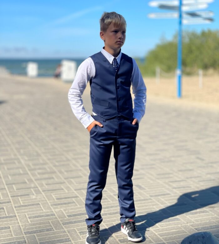 Navy Blue Vest With Virgin Wool - Image 3