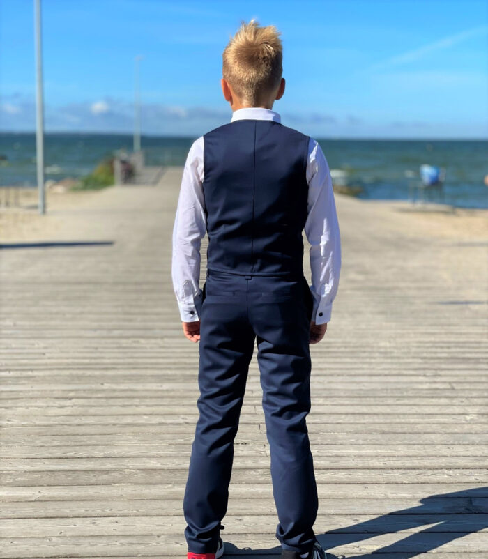 Navy Blue Vest With Virgin Wool - Image 4