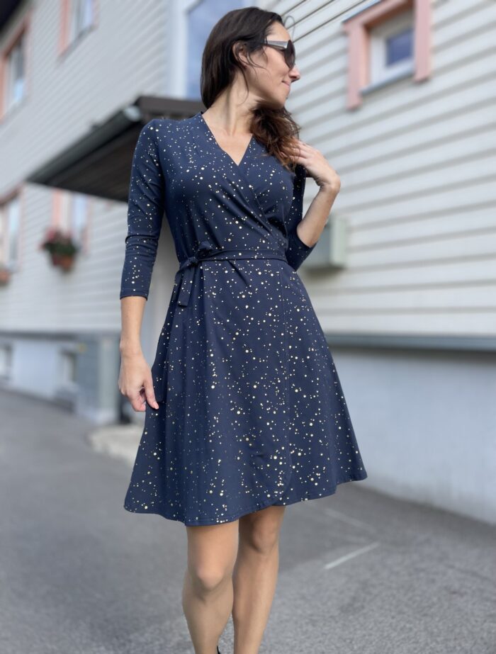 Hõlmikkleit tumesinine kuldse sädelusega Wrapped Dress Navy Blue With Golden Glitter - Image 1