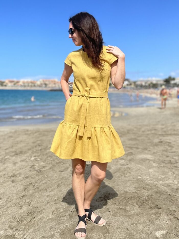 Golden Linen Dress - Image 1