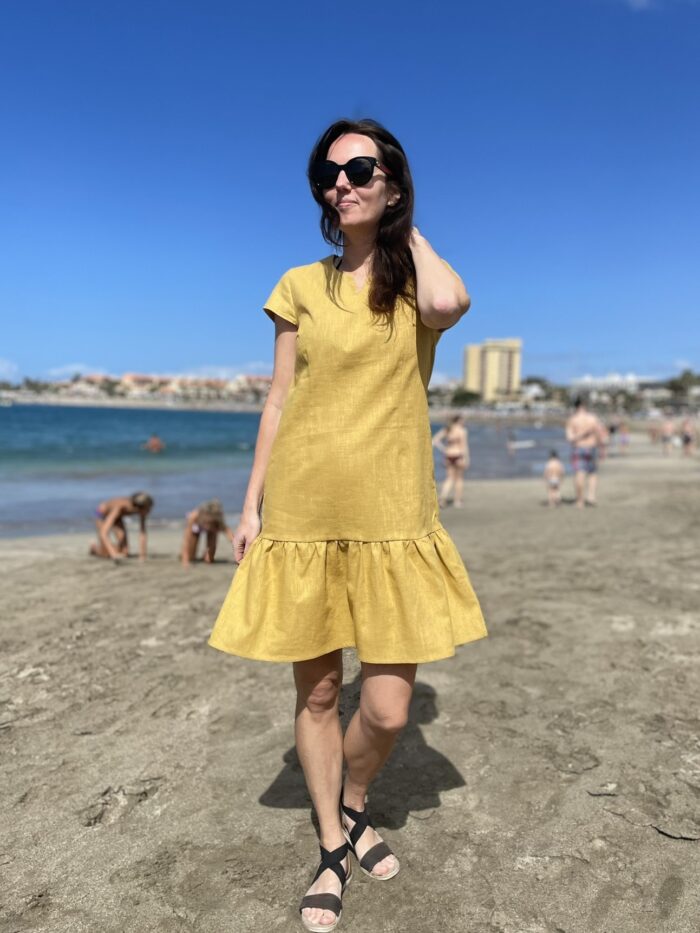 Golden Linen Dress - Image 2