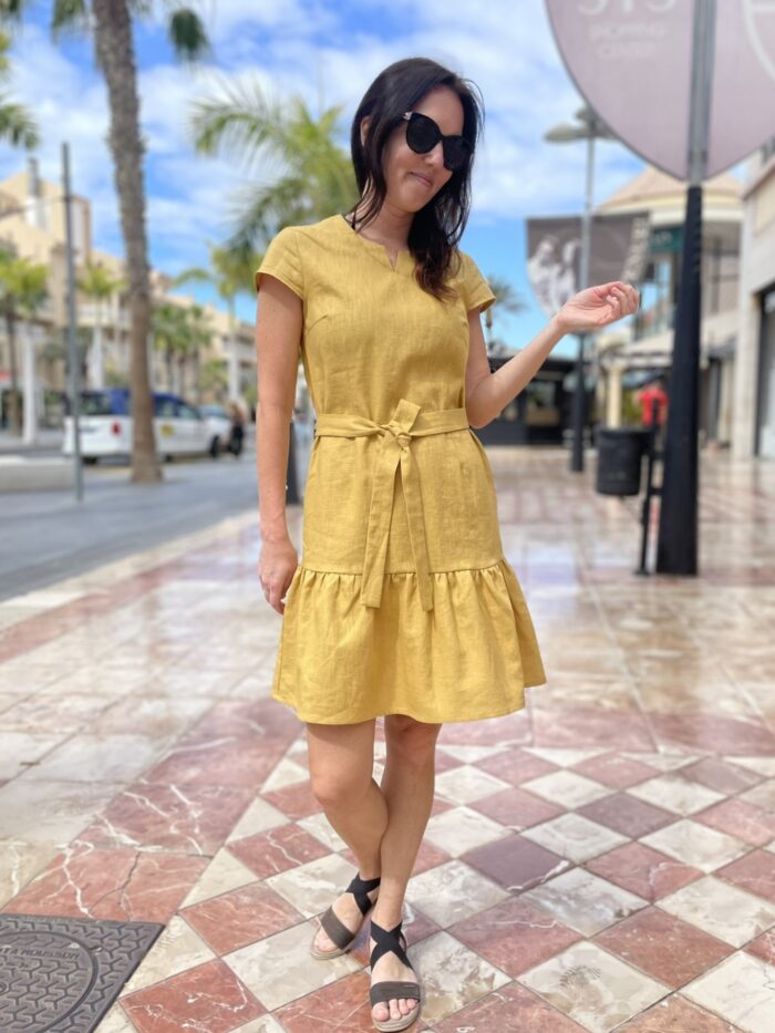 Golden Linen Dress - Image 4