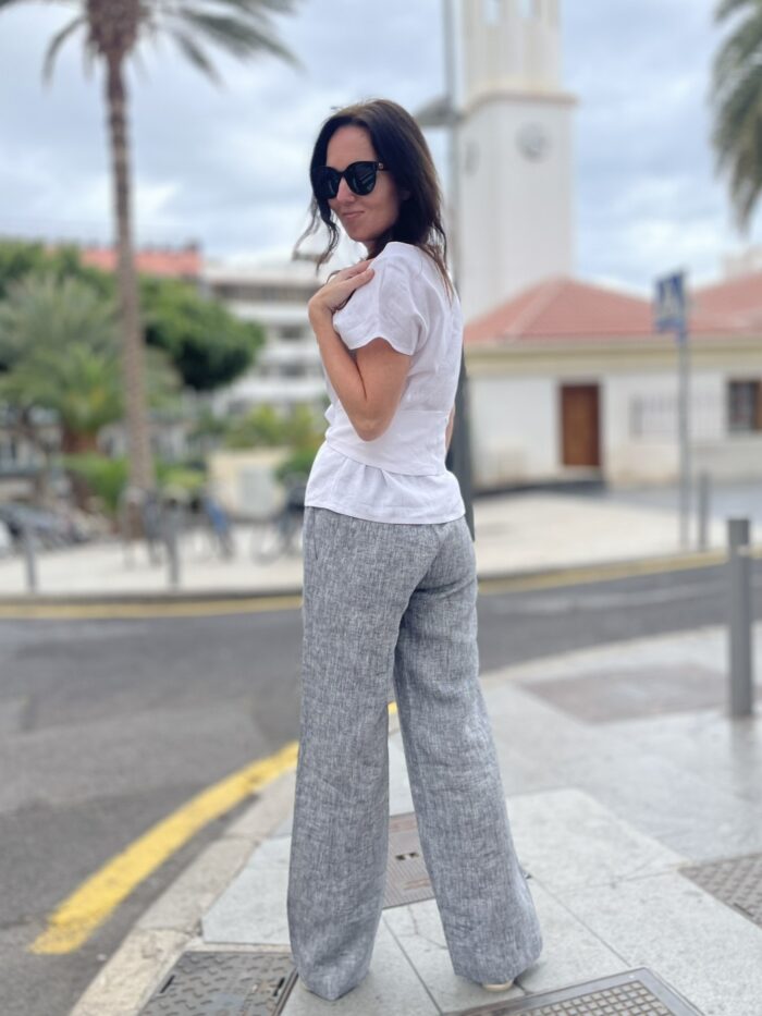 Hallid püksid laia säärega, 100% linane - Image 6