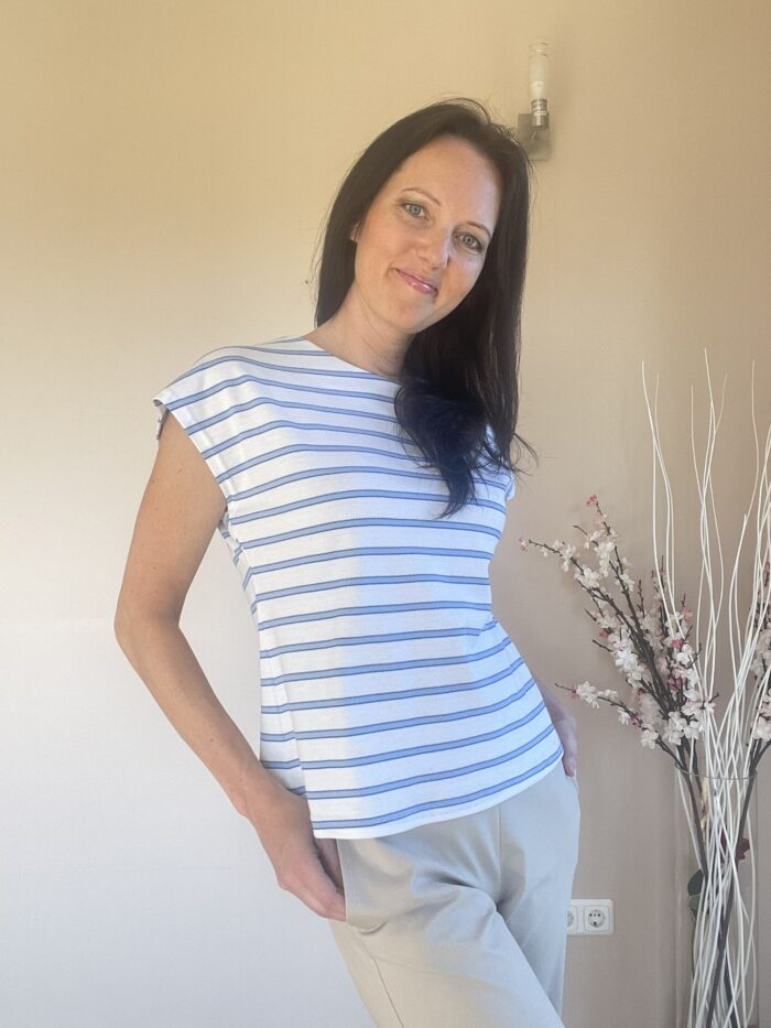 Pluus helesinise triibuga Striped Blouse - Image 1
