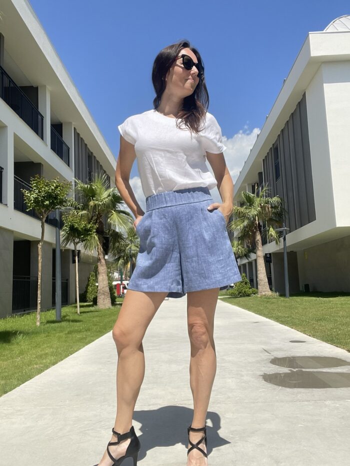 Lühikesed püksid Teksasinine, 100% linane - Image 4