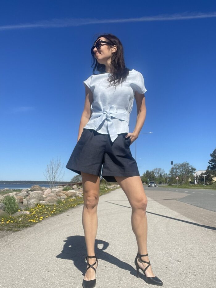 Shorts Navy Blue Linen - Image 1