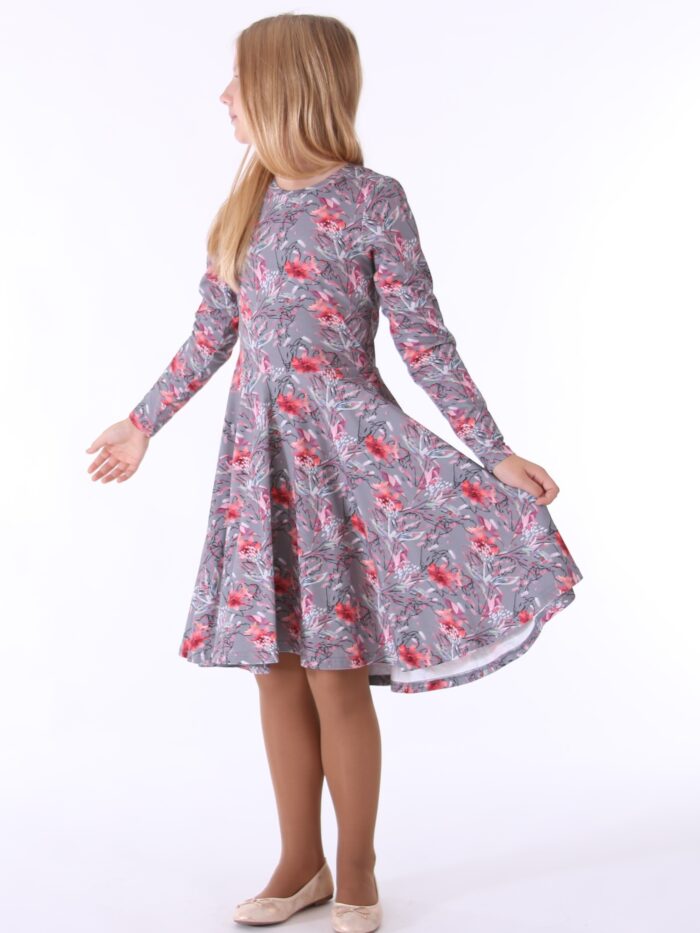 Gray Floral Dress - Image 3