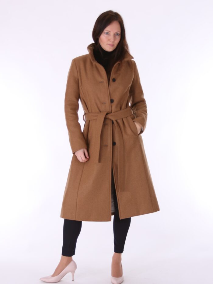 Kaamelikarva villane talvemantel (vatiini ja eemaldatava kapuutsiga) - Image 1