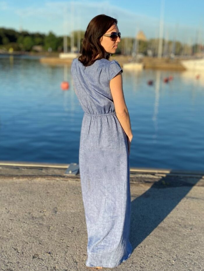 Blue MaxiDress, 100% Linen - Image 3