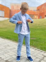 Light Blue Trousers, 100% Linen - Image 2