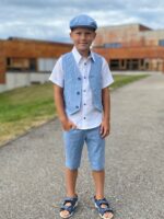 Light Blue Vest, 100% Linen - Image 2