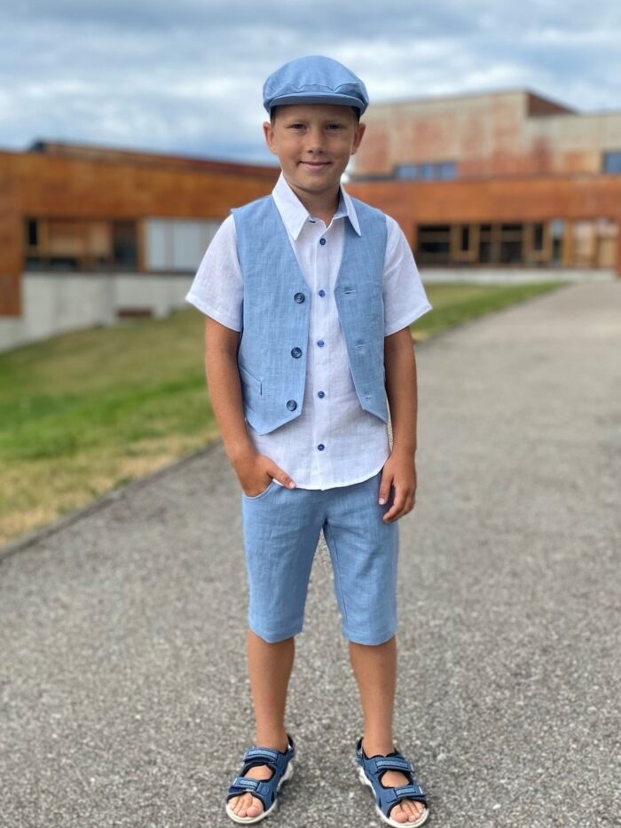 Light Blue Ivy Cap, 100% Linen - Image 1