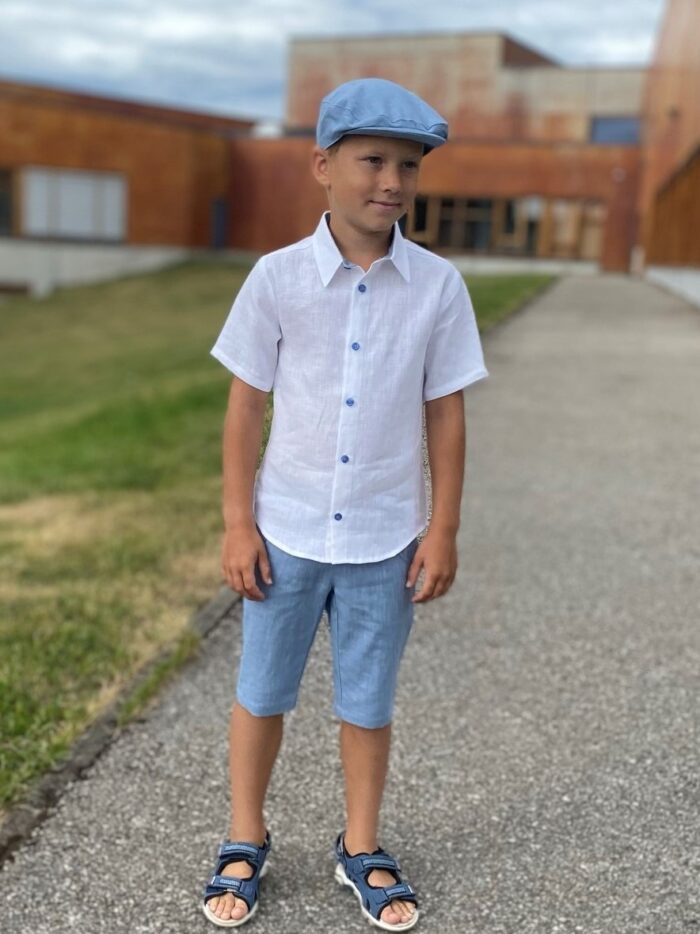 Light Blue Ivy Cap, 100% Linen - Image 2