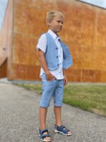 Light Blue Vest, 100% Linen - Image 3