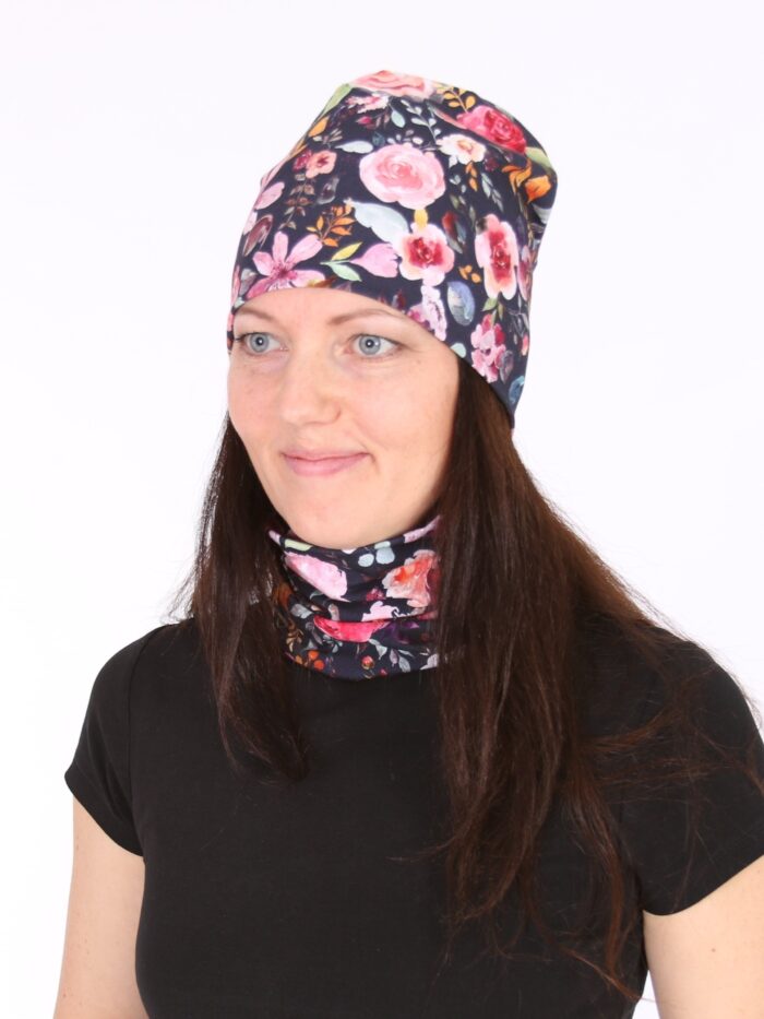 Navy Blue Floral Hat - Image 2