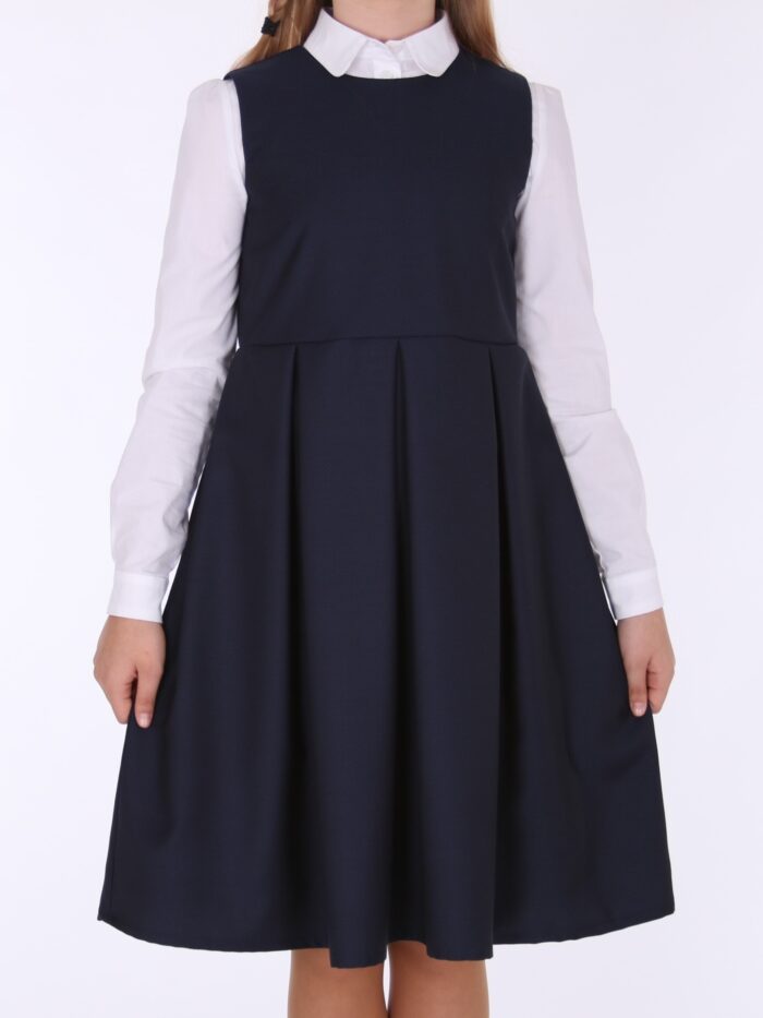 Navy Blue Dress, 100% Virgin Wool - Image 1