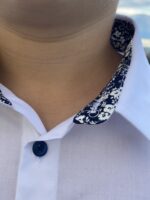 White Shirt, Blue Details - Image 2
