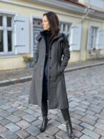 Hall talvemantel peenvilla ja kašmiiriga (vatiini ja eemaldatava kapuutsiga)