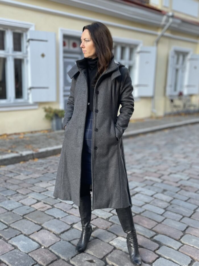 Hall talvemantel peenvilla ja kašmiiriga (vatiini ja eemaldatava kapuutsiga) - Image 1