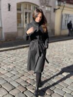 Greyish Black Wintercoat With Virgin Wool And Cashmere