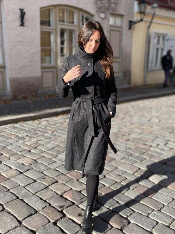 Greyish Black Wintercoat With Virgin Wool And Cashmere - Image 1