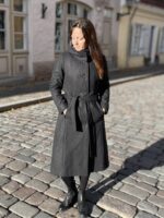 Greyish Black Wintercoat With Virgin Wool And Cashmere - Image 5