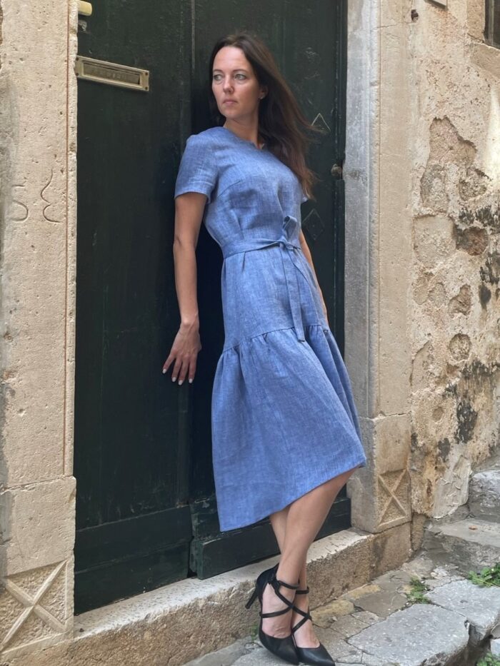 Teksasinine kleit satsiga, 100% linane - Image 2