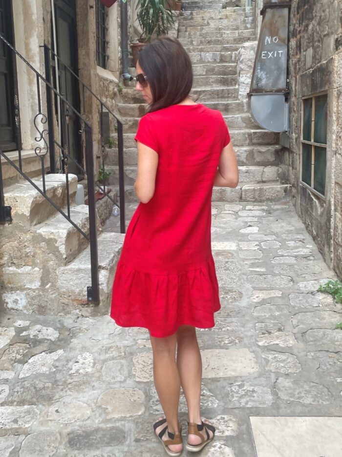 Dress Red, 100% LINEN - Image 5