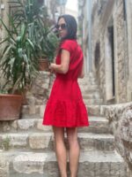 Dress Red, 100% LINEN - Image 2