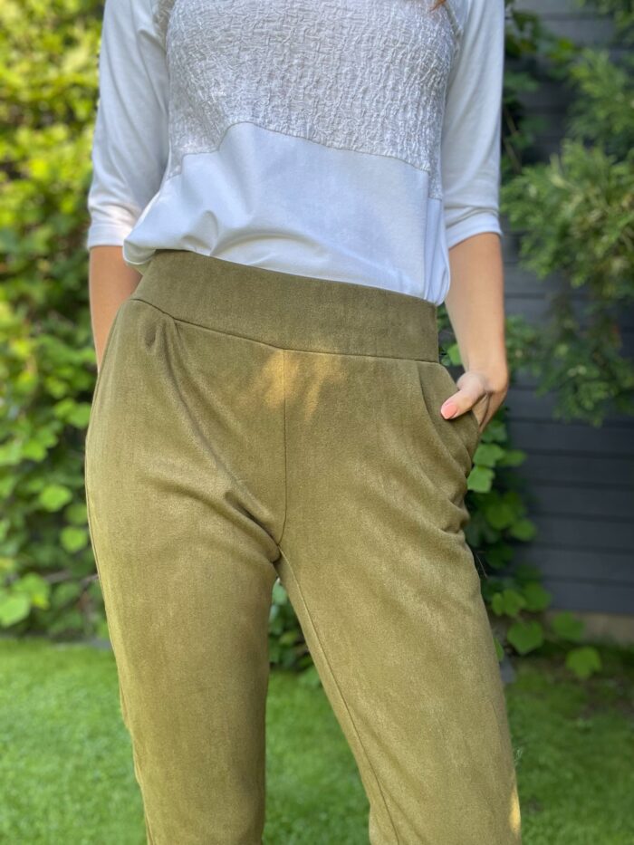 Army Green Trousers, Imitation Leather - Image 2