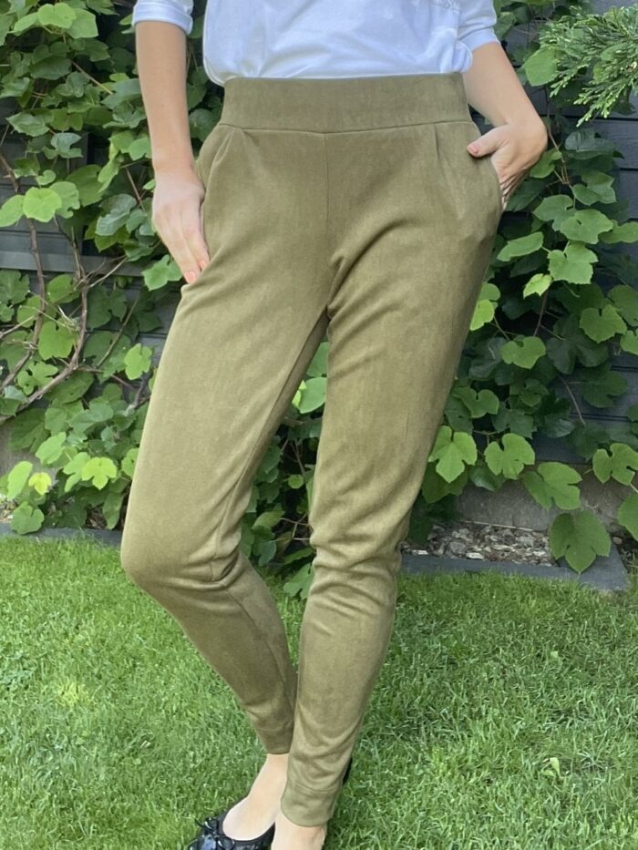 Army Green Trousers, Imitation Leather - Image 1