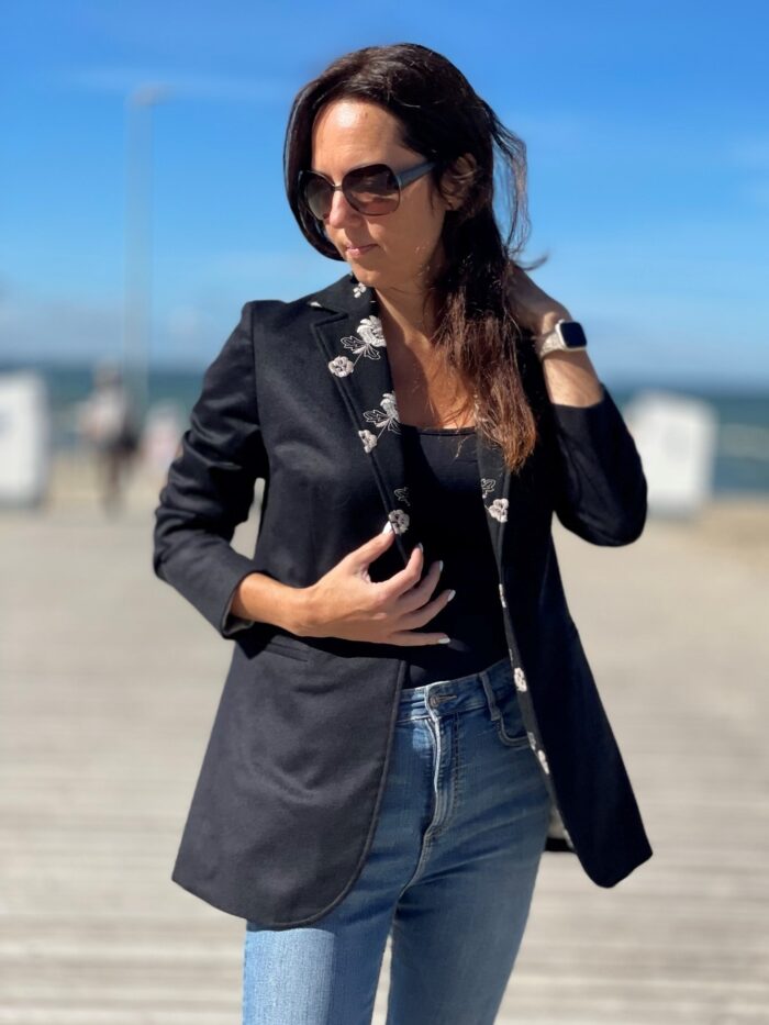 Black Jacket, Floral - Image 2