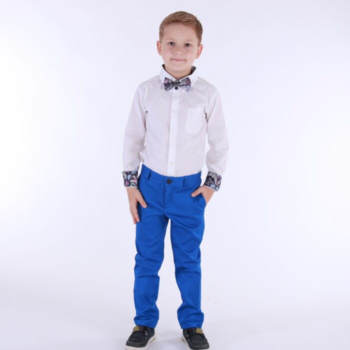 Valge triiksärk, siniste detailidega - Image 5