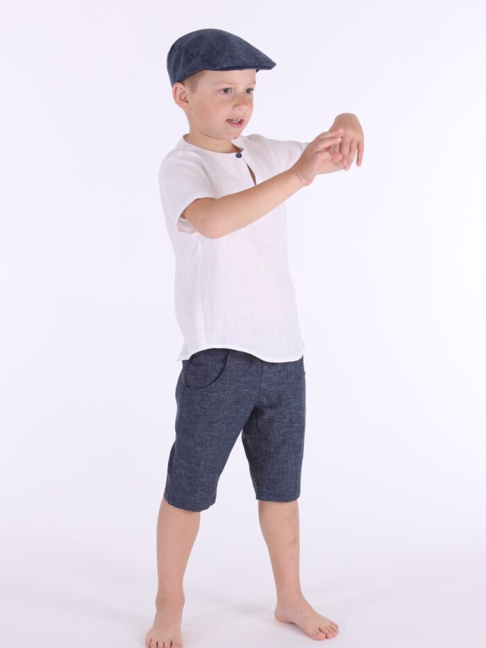 Tumesinised põlvpüksid, lina-puuvilla segu Tumesinised põlvpüksid, lina-puuvilla segu - Image 1