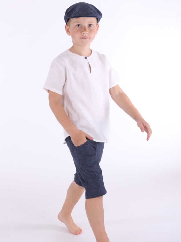 Tumesinised põlvpüksid, lina-puuvilla segu - Image 3