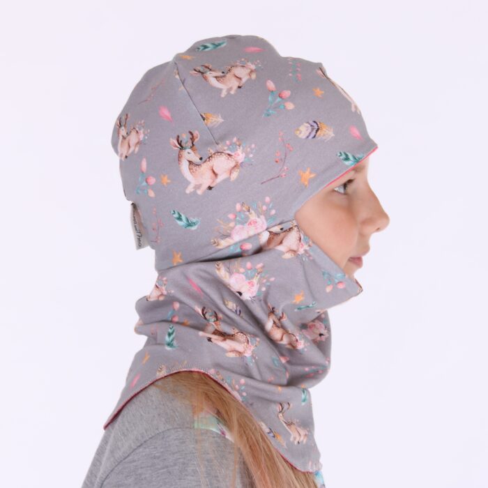 Tuukrimüts hirvede ja roosidega / Coral, kahtepidi kantav! - Image 2