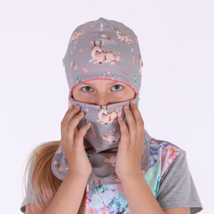 Tuukrimüts hirvede ja roosidega / Coral, kahtepidi kantav! - Image 3