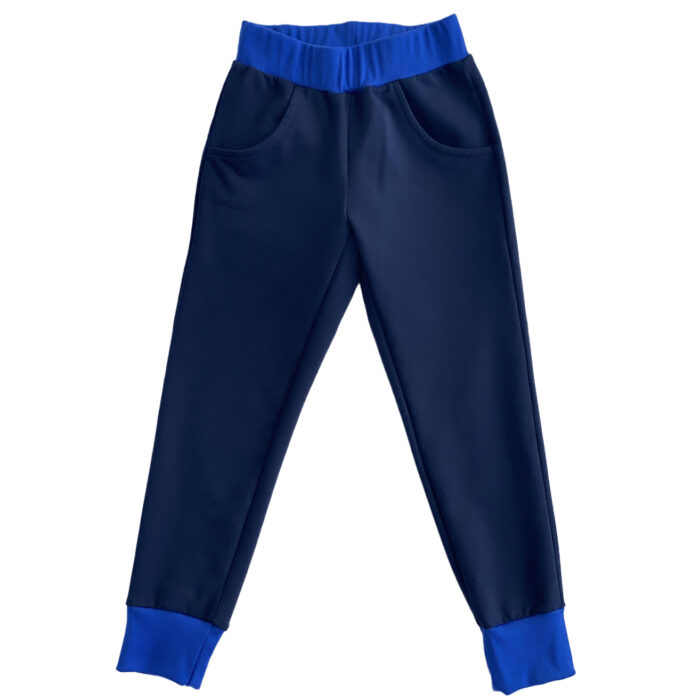 Tumesinised dressipüksid helesiniste detailidega - Image 1