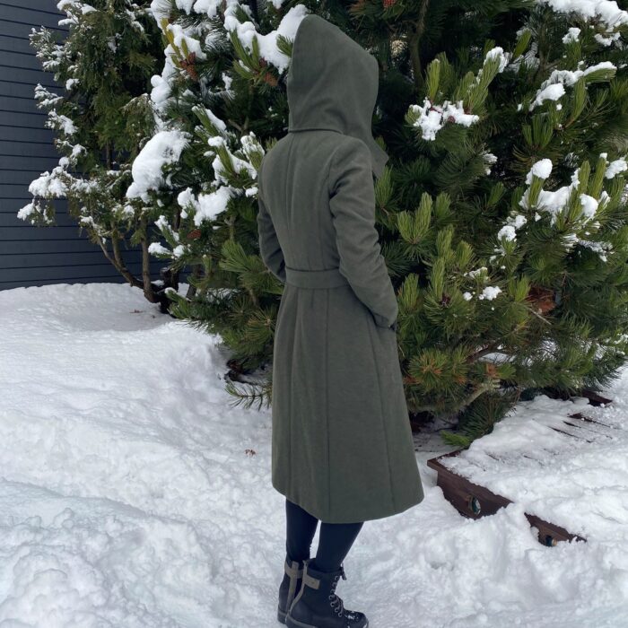 Roheline villane talvemantel (vatiini ja eemaldatava kapuutsiga) - Image 4