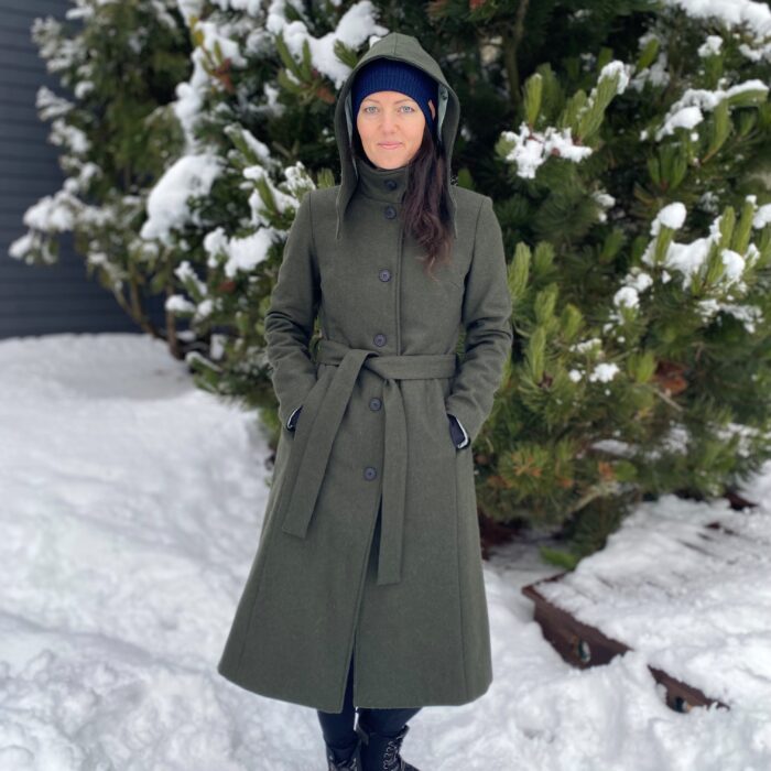 Roheline villane talvemantel (vatiini ja eemaldatava kapuutsiga) - Image 5
