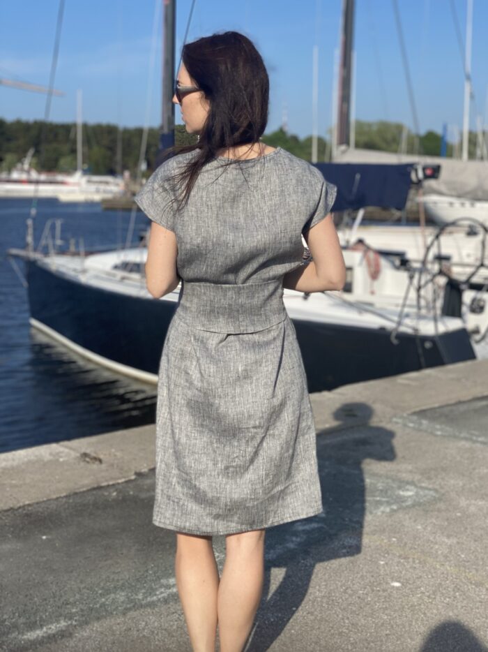 Gray Linen Dress, 100% LINEN - Image 3