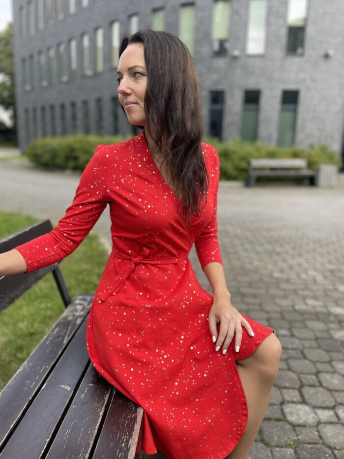 Hõlmikkleit punane kuldse sädelusega - Image 3