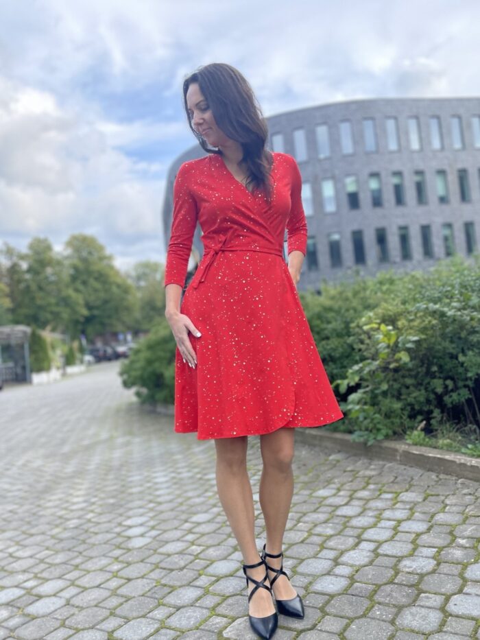 Hõlmikkleit punane kuldse sädelusega - Image 1