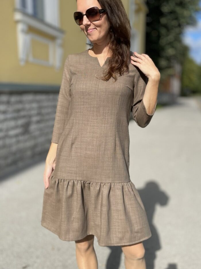 Brown Dress, 100% Virgin Wool - Image 1