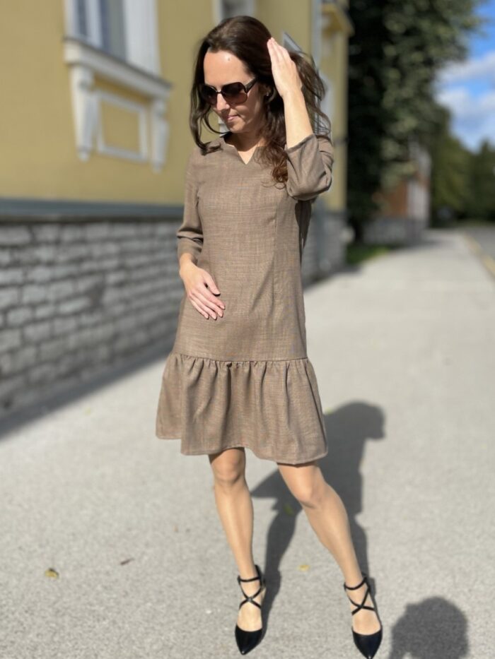 Brown Dress, 100% Virgin Wool - Image 3