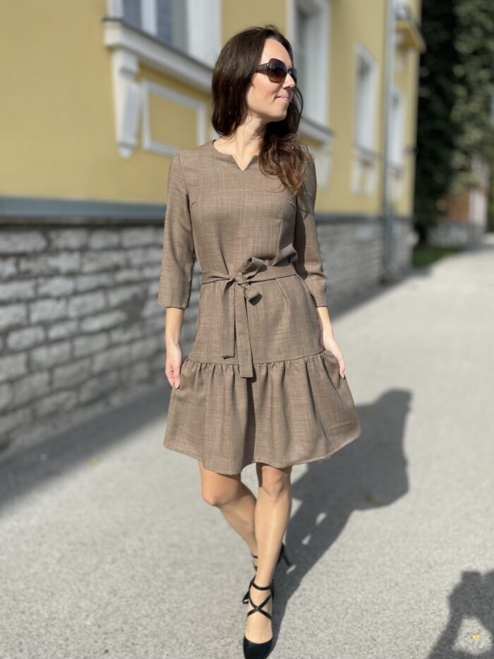 Brown Dress, 100% Virgin Wool - Image 2