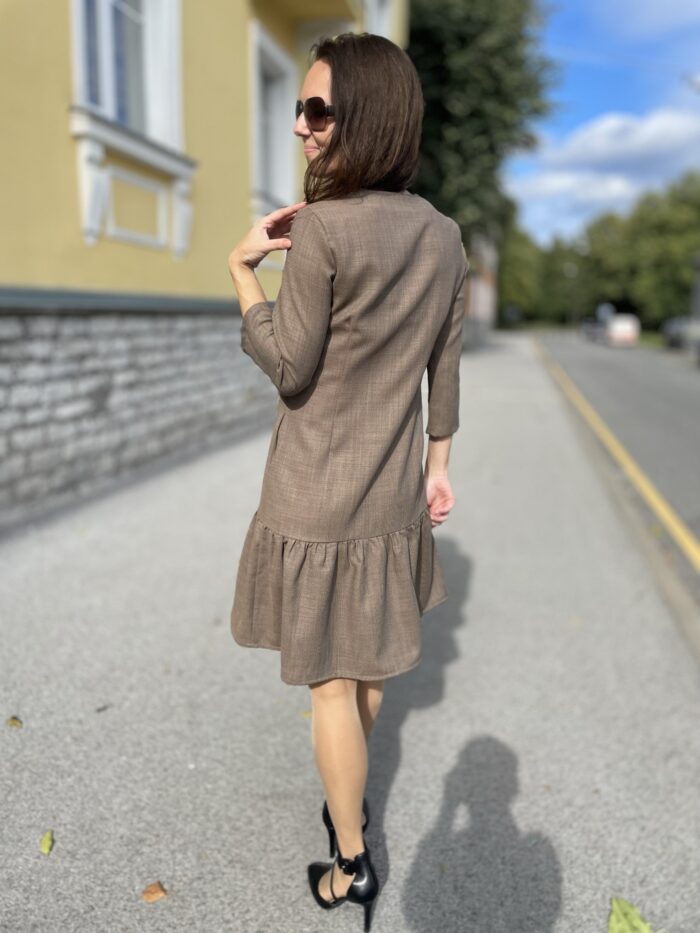 Brown Dress, 100% Virgin Wool - Image 4
