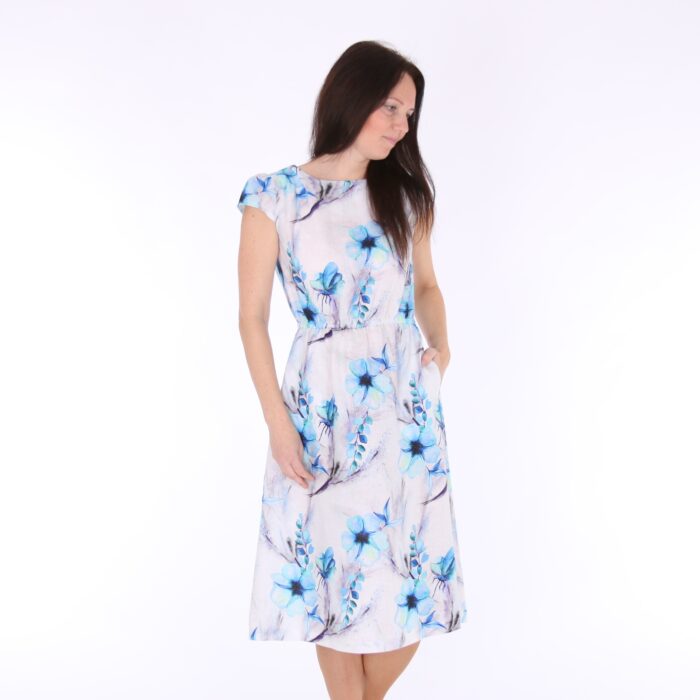 Kleit siniste lilledega, 100% linane - Image 2