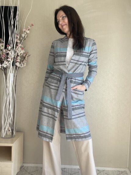 Light Gray Cardigan With Virgin Wool
